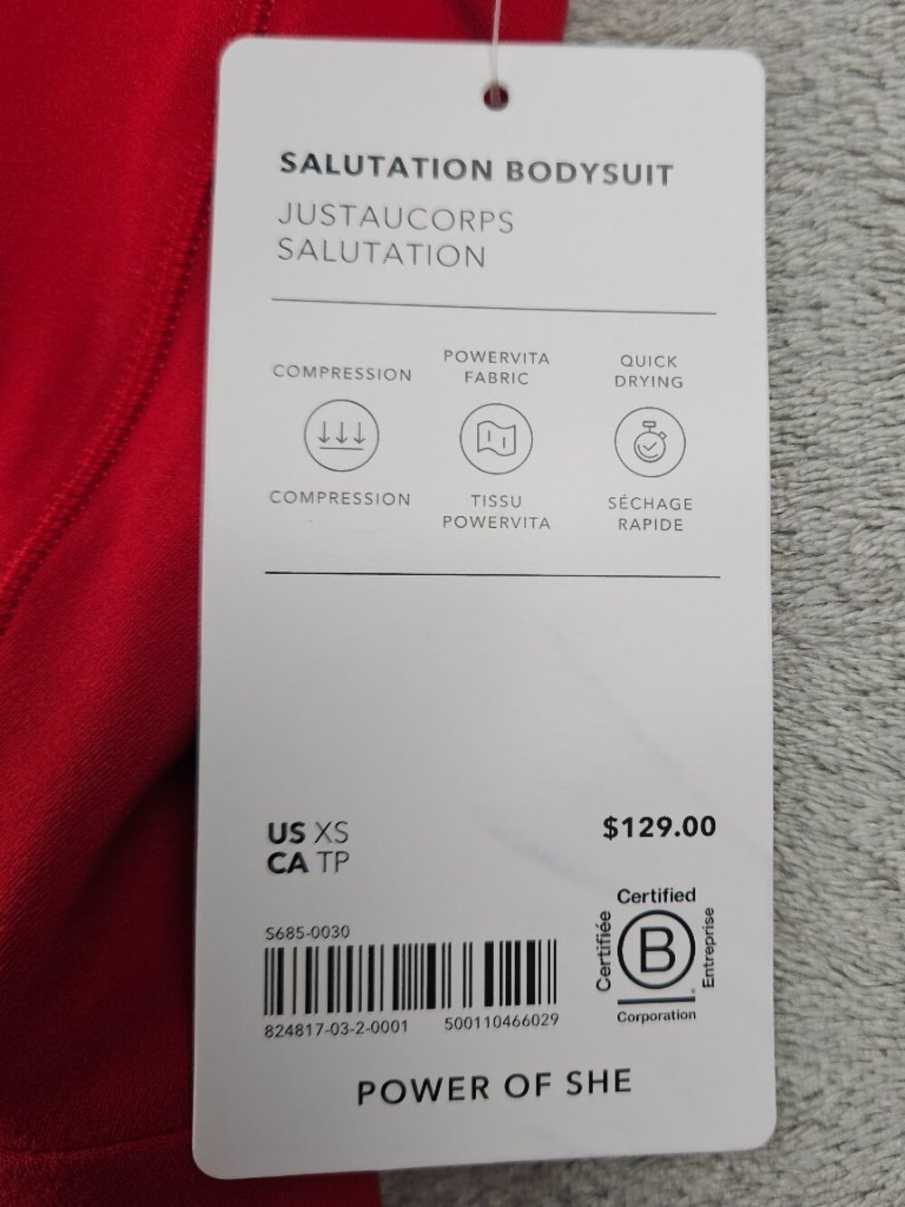 NWT Athleta Red Salutation Bodysuit Jumpsuit XS - Picture 4 of 12